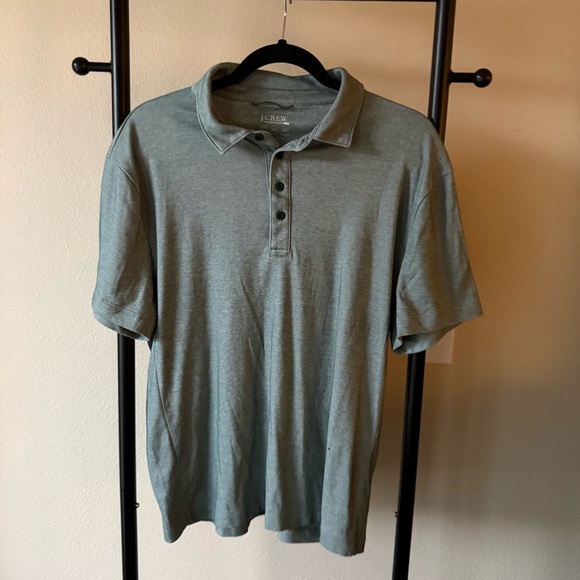 J. Crew Men's Coolmax Polo in Heathered Green spf - Picture 2 of 4